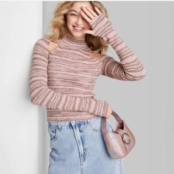 wild fable Sweaters - Wild Fable - Women's Mock Turtleneck Fitted Cut Out Pullover Sweater Size L